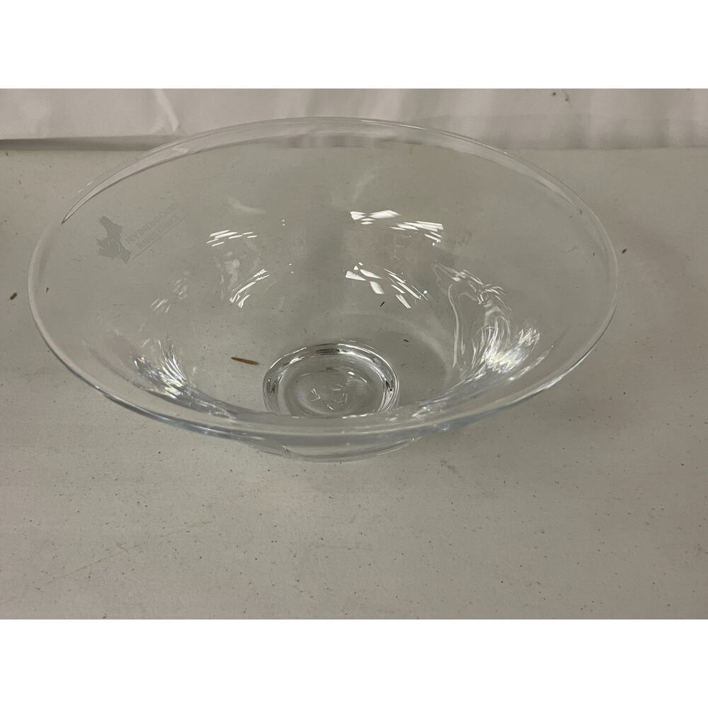 Simon Pearce Hand Blown Clear Glass Flared Centerpiece Bowl Signed 10" Wide